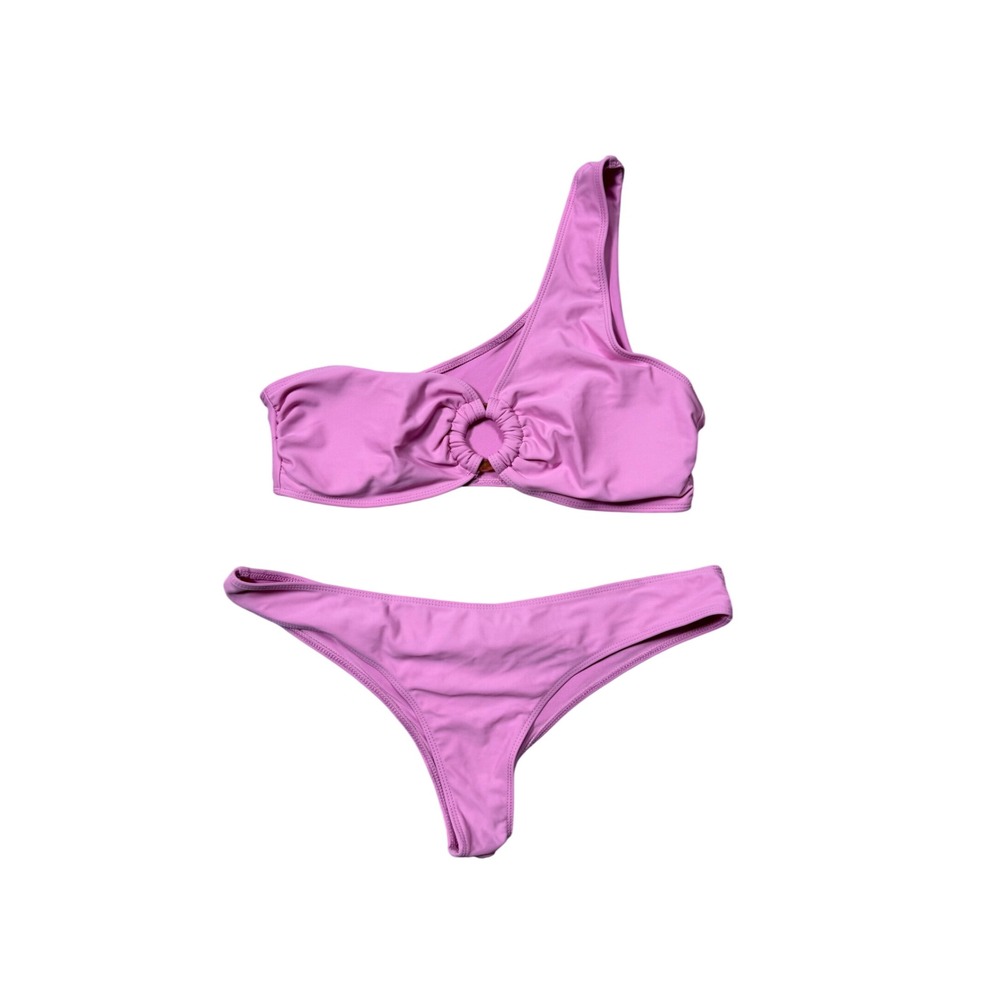 Double Zero Orchid Pink One Shoulder‎ O-Ring Bikini Set Womens Size Large